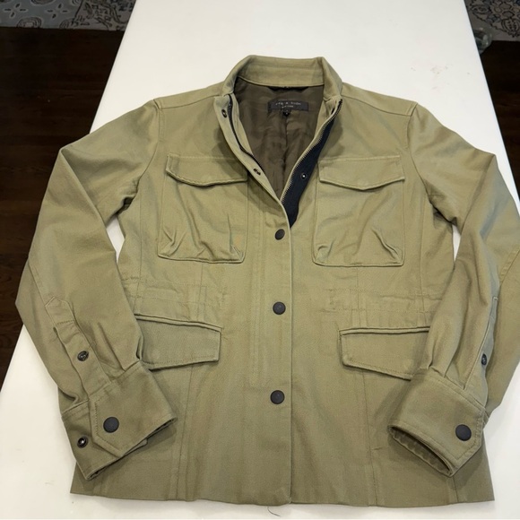 Rag & Bone Womens Army Olive Green Utility Snap Button Zip Military Jacket sz 4 - Picture 9 of 16
